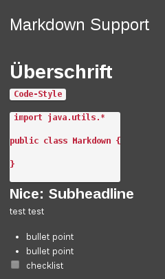Markdown-Unterstützung